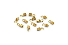 100 Raw Brass Cord End Clasp with Loop, Findings (6 x 2.2 mm) brs 224 (B0038)