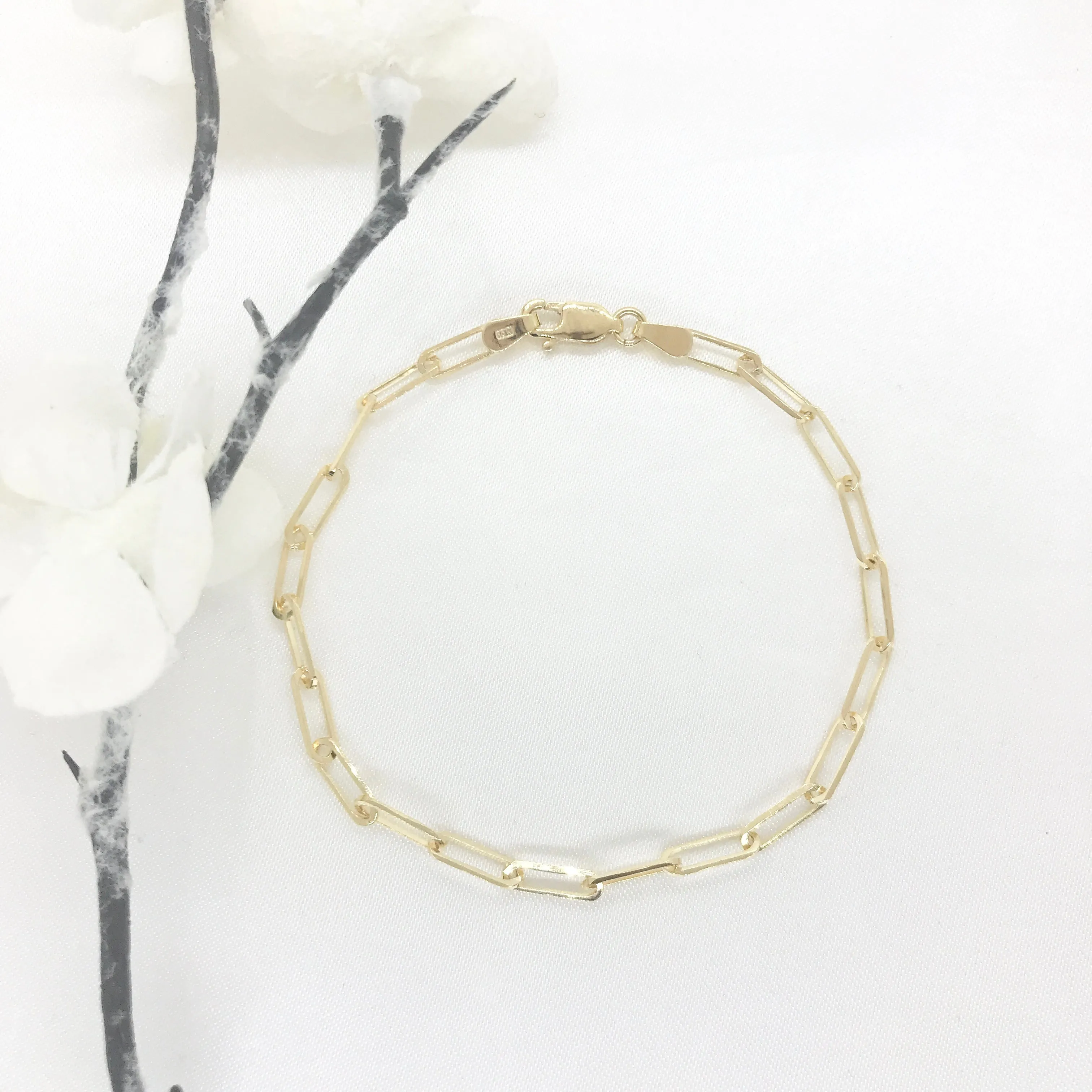 10k Gold Paperclip Bracelet