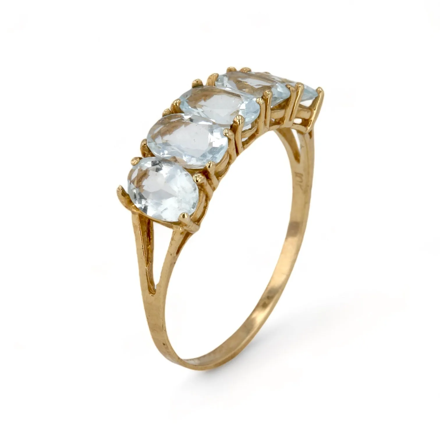 10k yellow natural aquamarine cluster ring-63038