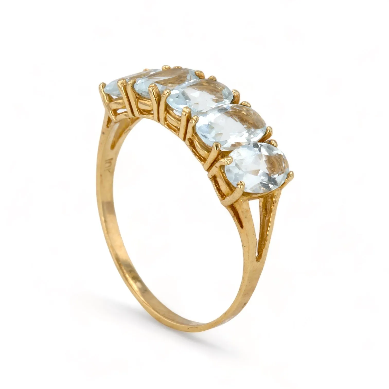 10k yellow natural aquamarine cluster ring-63038