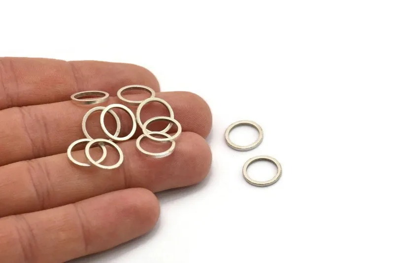 12mm Circle Connectors, 24 Antique Silver Plated Brass Circle Connectors (12x1.2mm) N0442