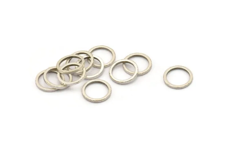 12mm Circle Connectors, 24 Antique Silver Plated Brass Circle Connectors (12x1.2mm) N0442