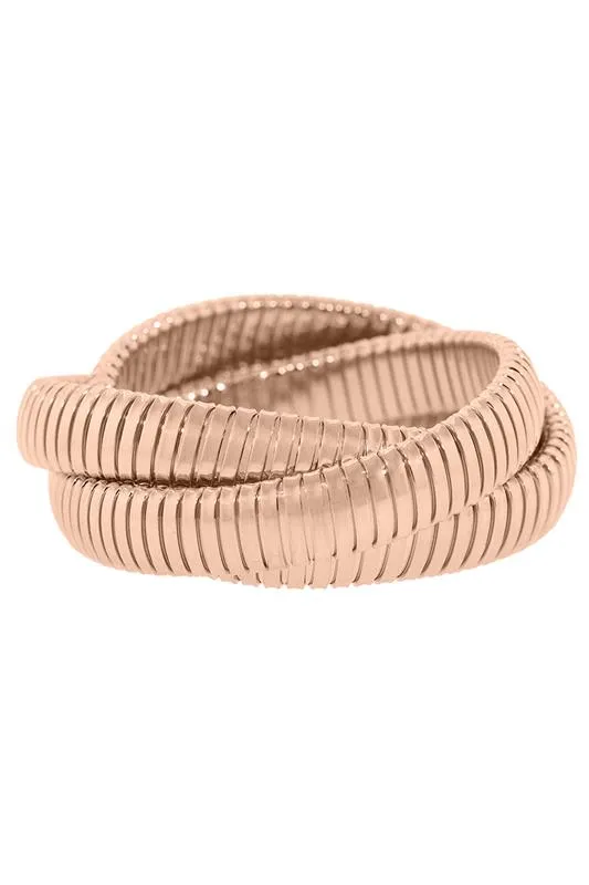 12MM Rose Gold Three Band Rolling Bracelets