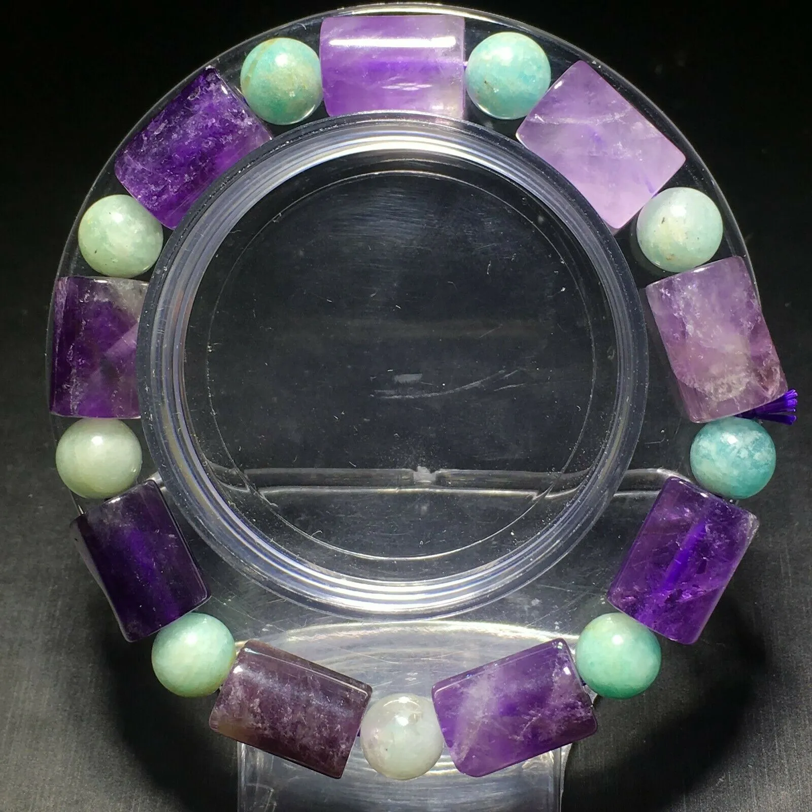 13.8mm Natural Brazilian Amethyst Amazonite Bracelet