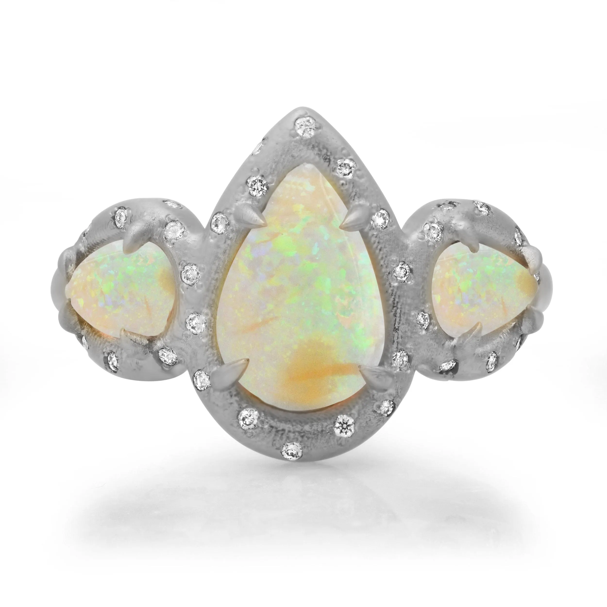 14K & 18K Three Opal and Diamond Ring