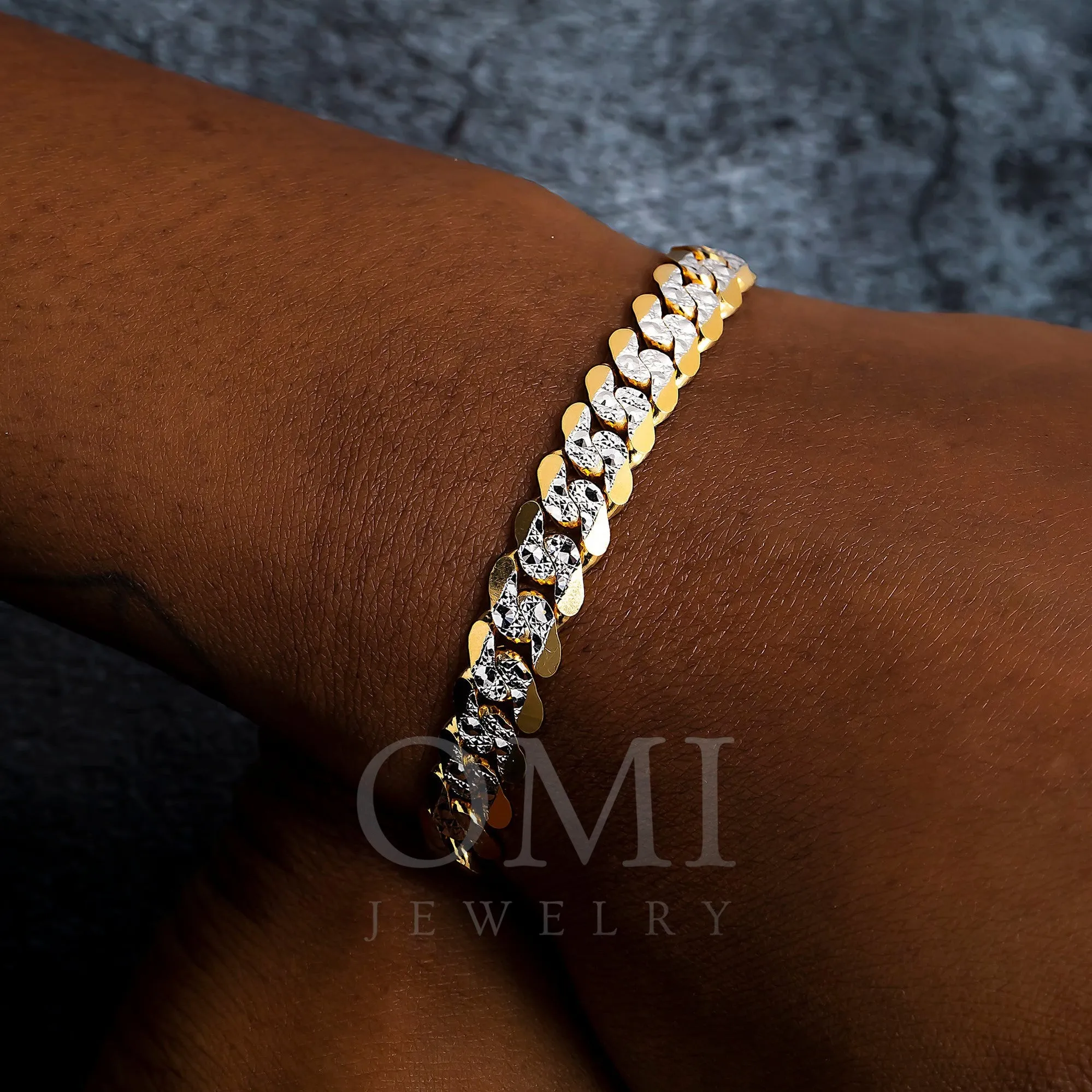 14K GOLD 10MM SOLID DIAMOND CUT CUBAN LINK BRACELET