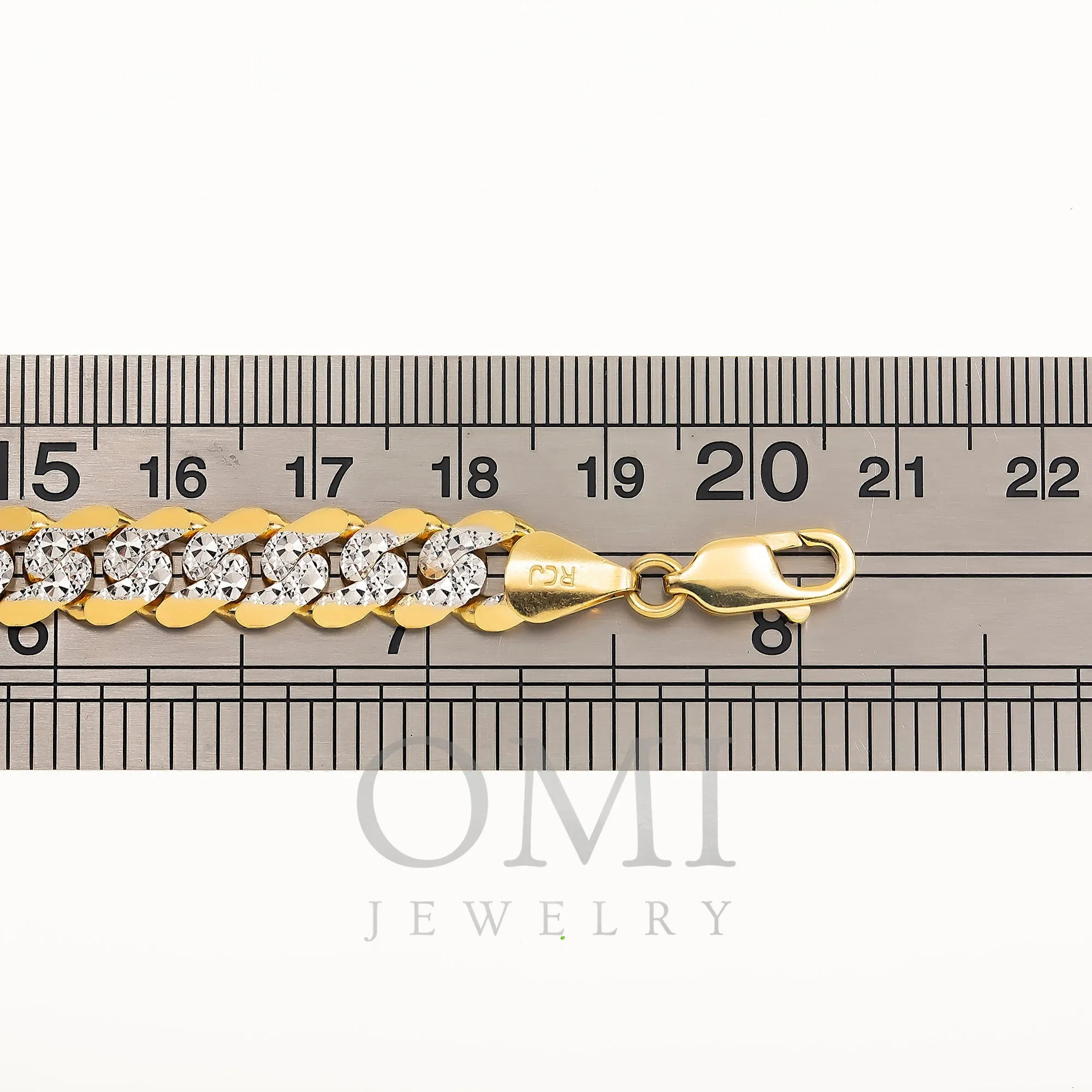 14K GOLD 10MM SOLID DIAMOND CUT CUBAN LINK BRACELET