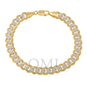 14K GOLD 10MM SOLID DIAMOND CUT CUBAN LINK BRACELET