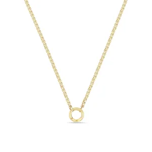 14k Gold Medium Box Chain Round Enhancer Necklace