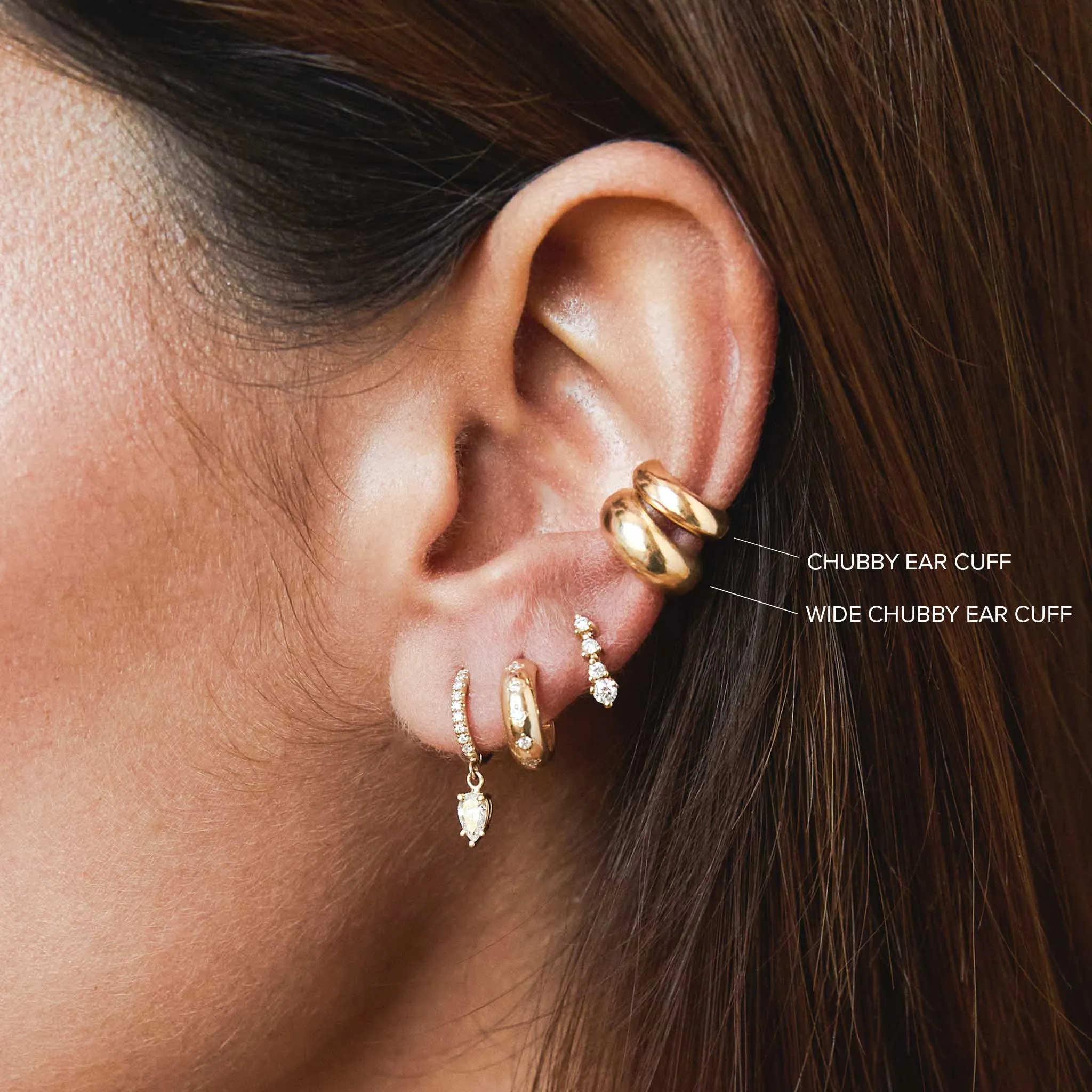 14k Gold Wide Chubby Ear Cuff