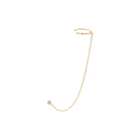 14k Small Prong Diamond Chain Ear Cuff