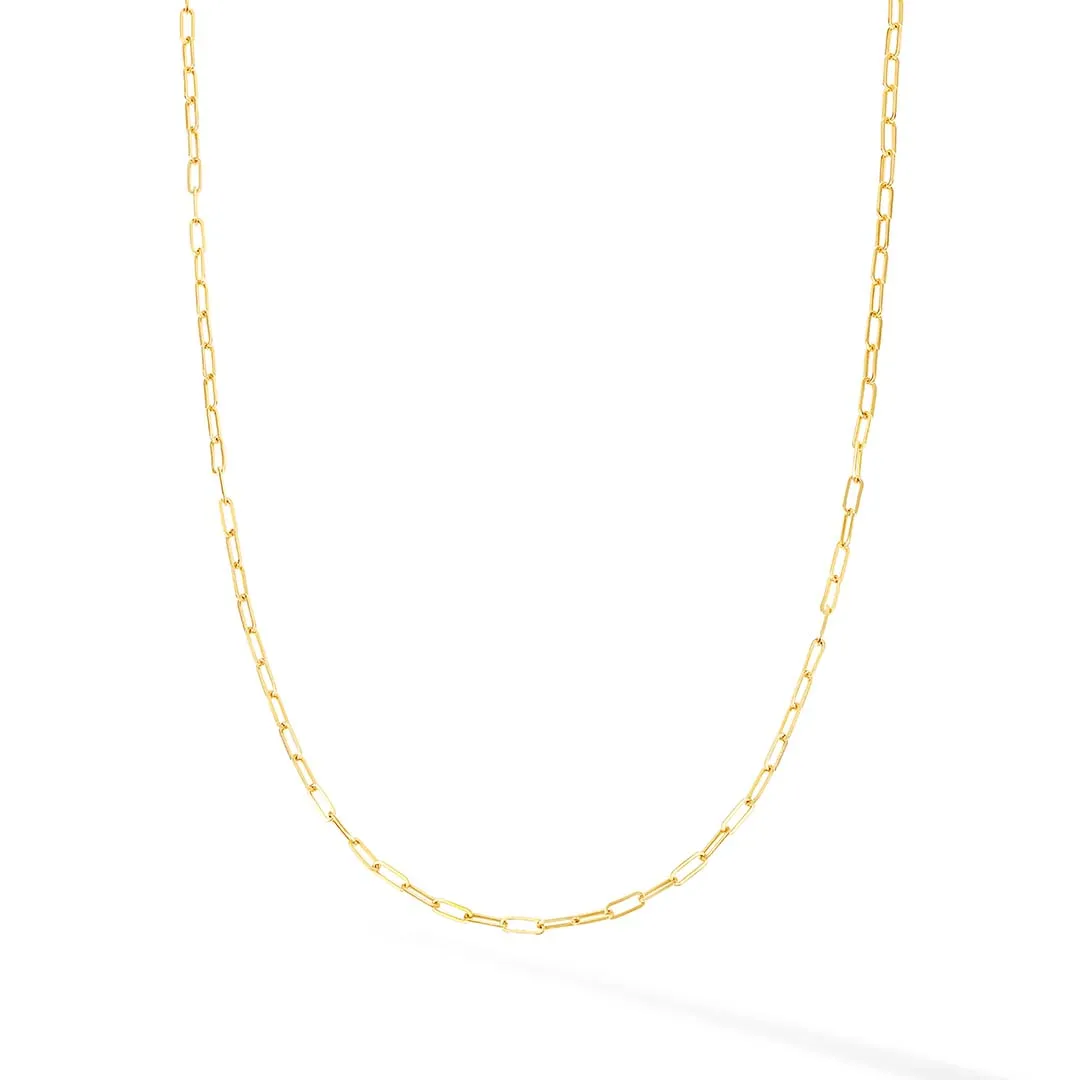 14k Thin 1.5MM Paper Clip Necklace