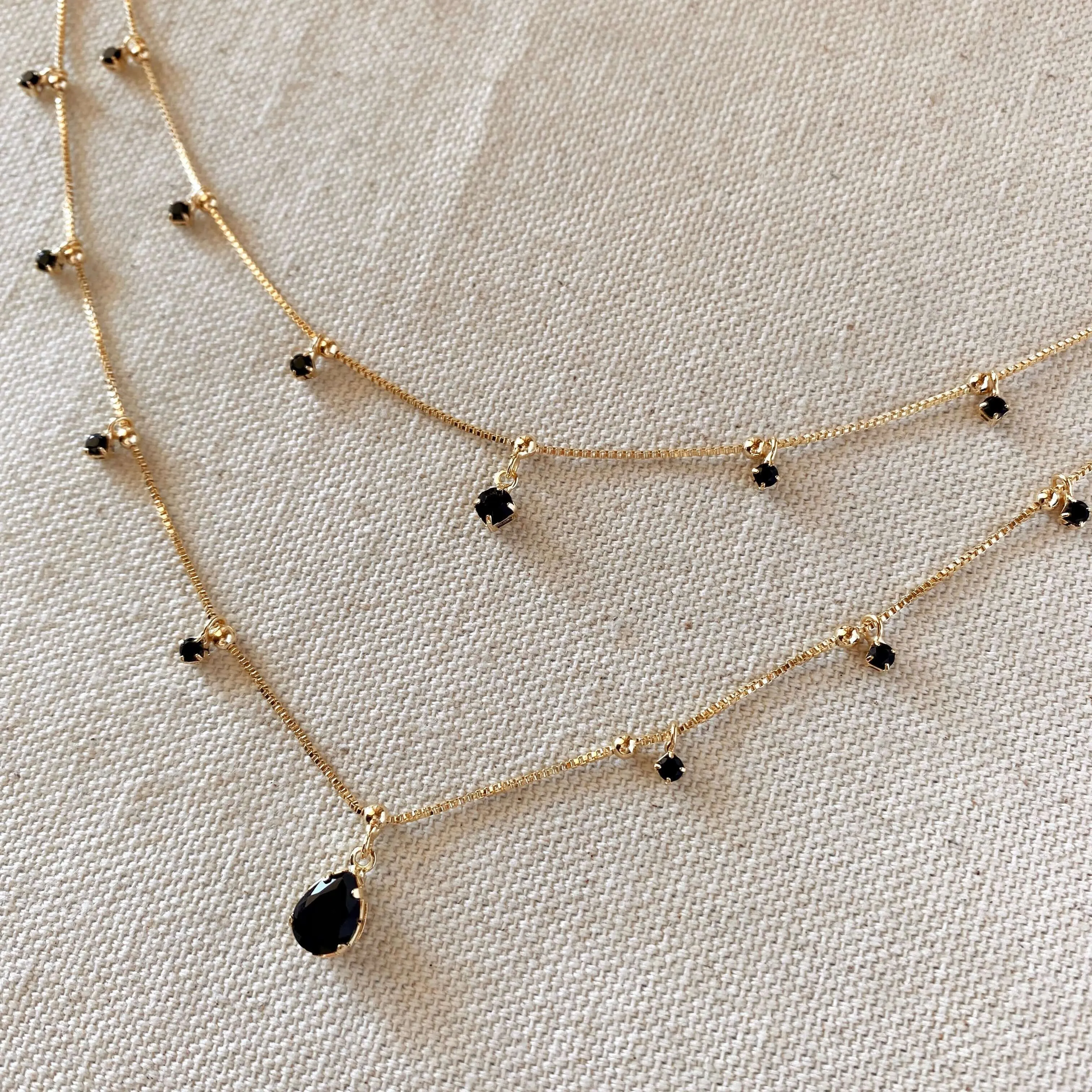 18k Gold Filled Layered Necklace Details In Cubic Zirconia Stones