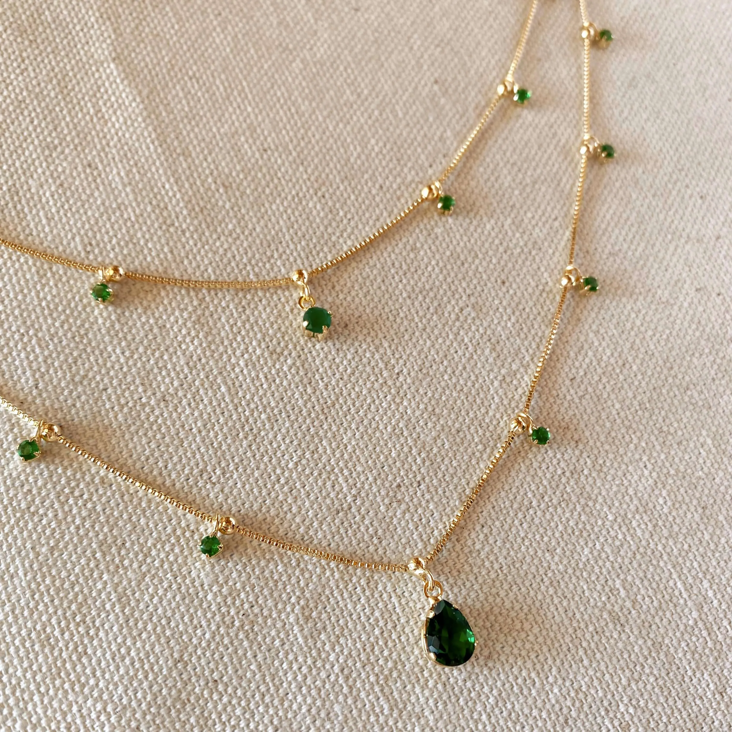 18k Gold Filled Layered Necklace Details In Cubic Zirconia Stones