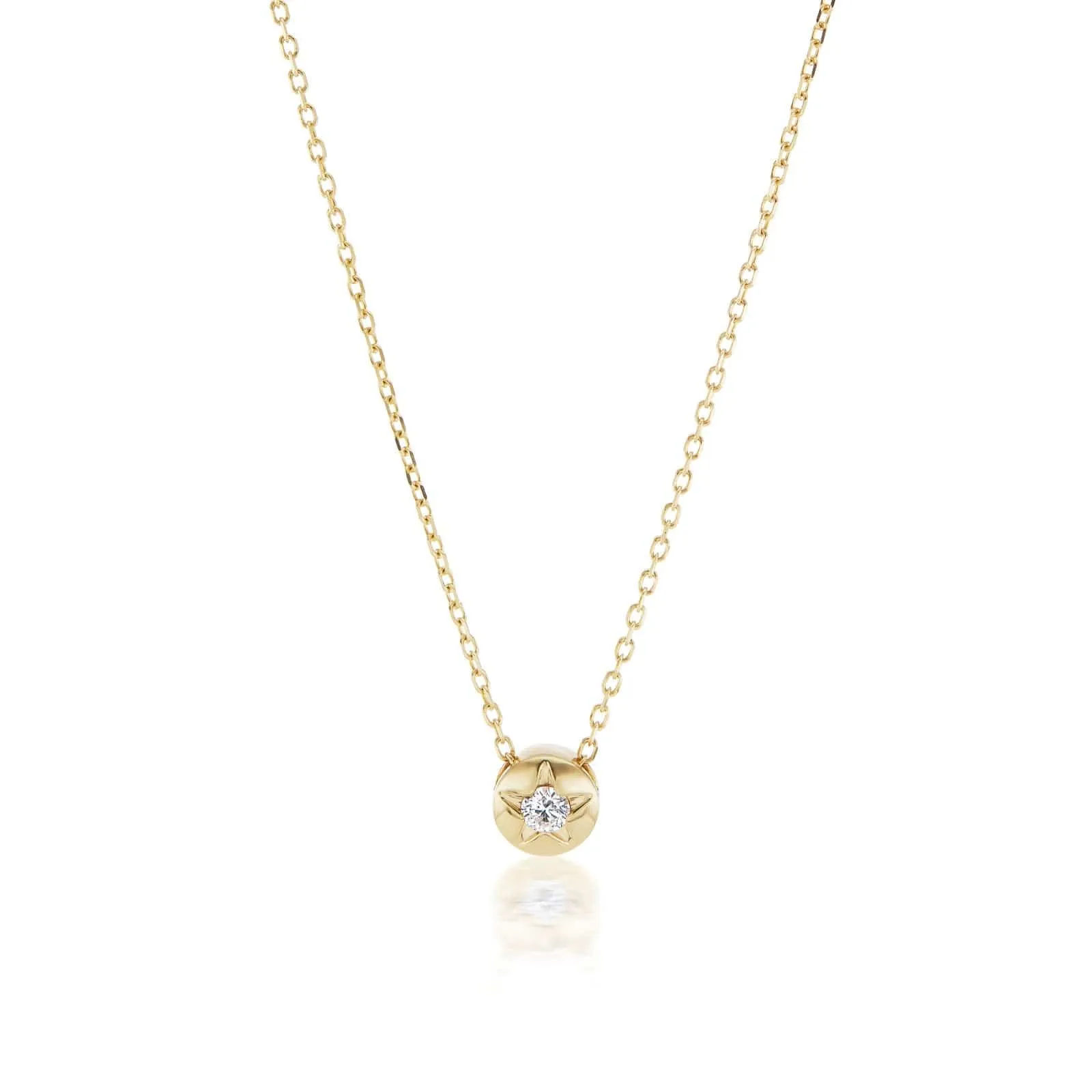 18K Yellow Gold Diamond Star Necklace