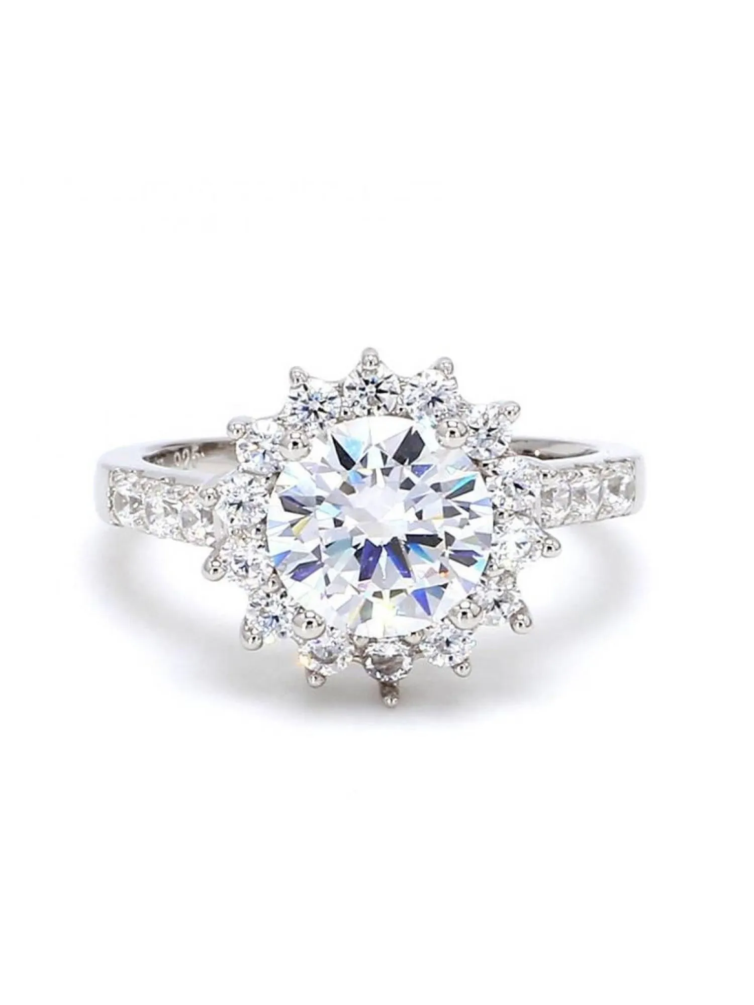 2 Carat Cubic Zirconia 925 Silver Flower Ring