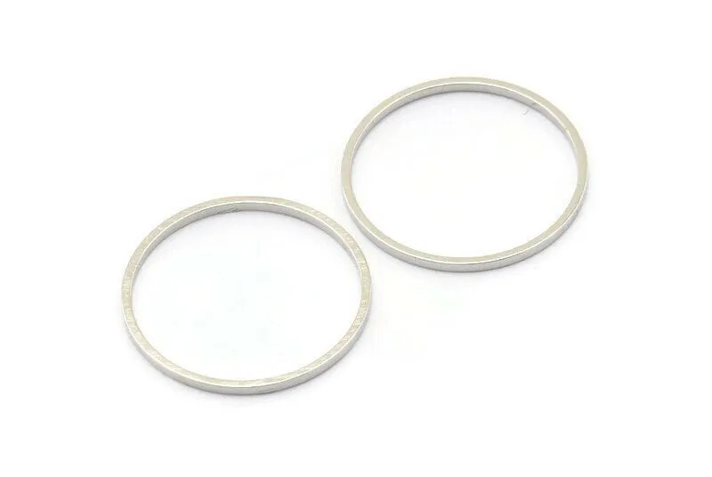 20mm Silver Rings - 24 Silver Brass Circle Connectors (20x0.8mm) D0389