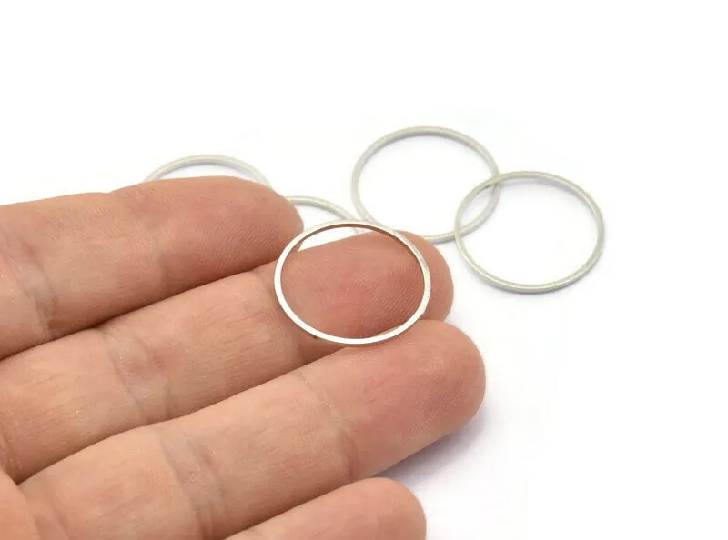 20mm Silver Rings - 24 Silver Brass Circle Connectors (20x0.8mm) D0389