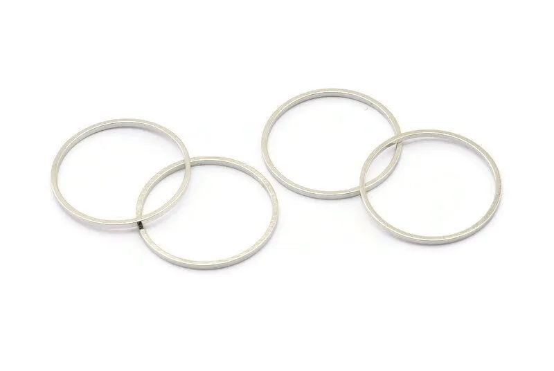 20mm Silver Rings - 24 Silver Brass Circle Connectors (20x0.8mm) D0389