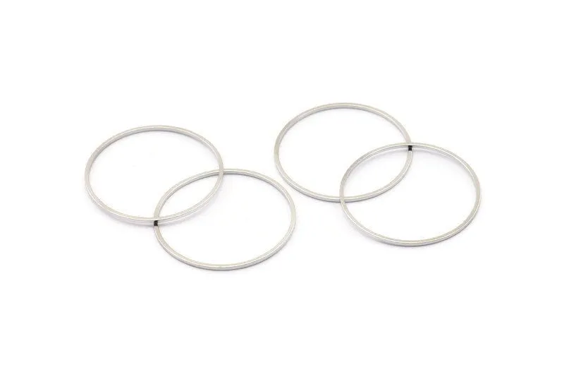 24mm Silver Rings - 24 Silver Brass Circle Connectors (24x0.8mm) D1642