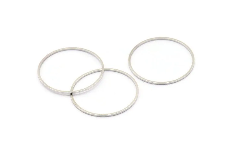 24mm Silver Rings - 24 Silver Brass Circle Connectors (24x0.8mm) D1642