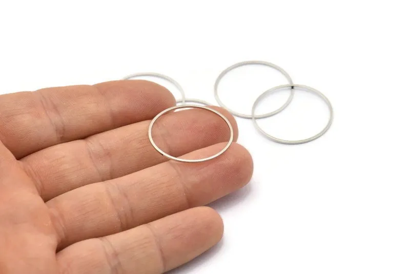 24mm Silver Rings - 24 Silver Brass Circle Connectors (24x0.8mm) D1642