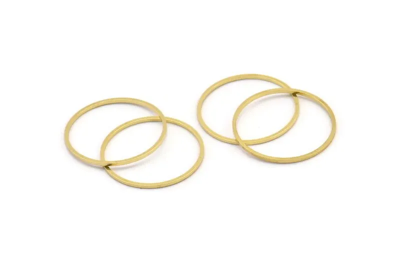 26mm Circle Connectors, 24 Raw Brass Circle Connectors (26x1mm) A3910