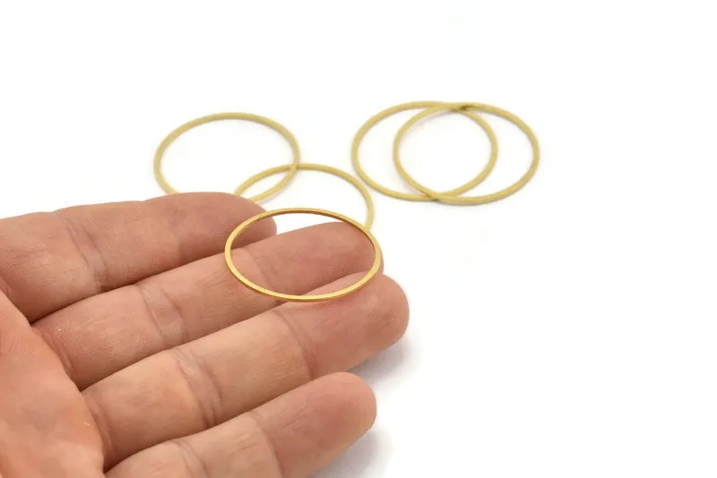 28mm Circle Connectors, 24 Raw Brass Circle Connectors (28x0.80mm) A3900