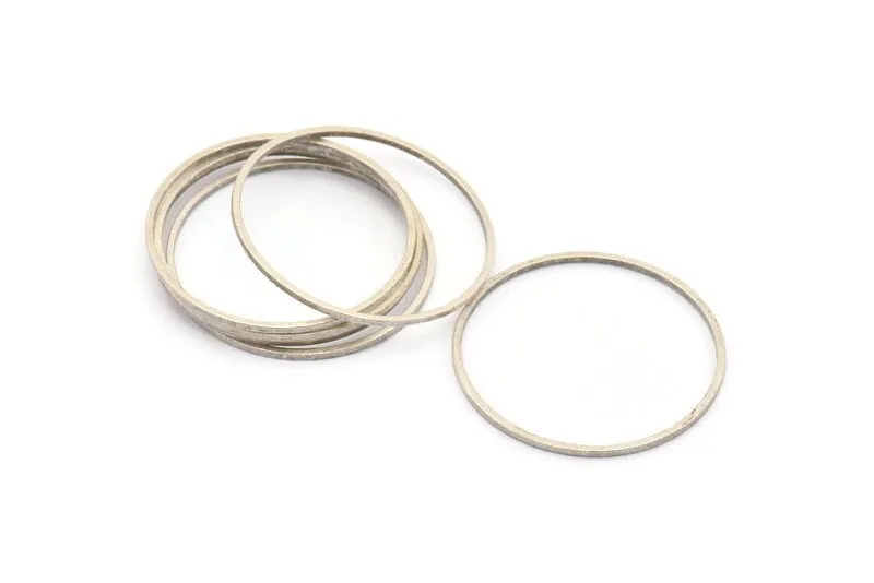 30mm Silver Rings - 24 Antique Silver Brass  Circle Connectors (30x1x1mm) BS 1089 H0009