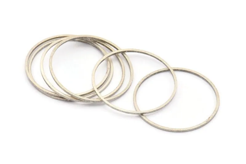 30mm Silver Rings - 24 Antique Silver Brass  Circle Connectors (30x1x1mm) BS 1089 H0009