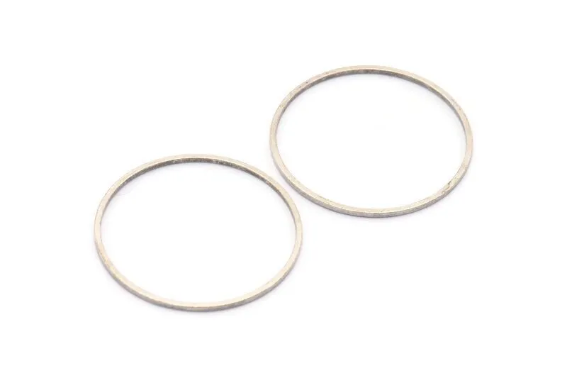 30mm Silver Rings - 24 Antique Silver Brass  Circle Connectors (30x1x1mm) BS 1089 H0009