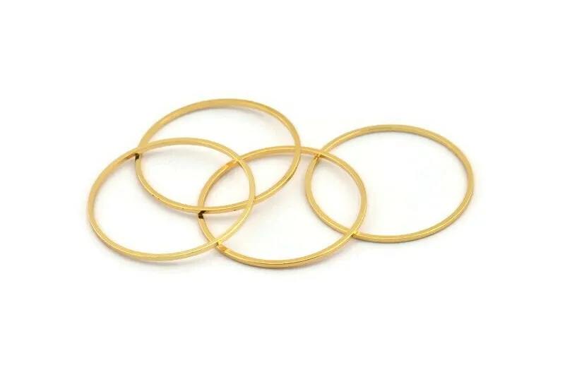 32mm Circle Connectors - 6 Gold Plated Brass Circle Connectors (32x1x1mm) Bs 1088