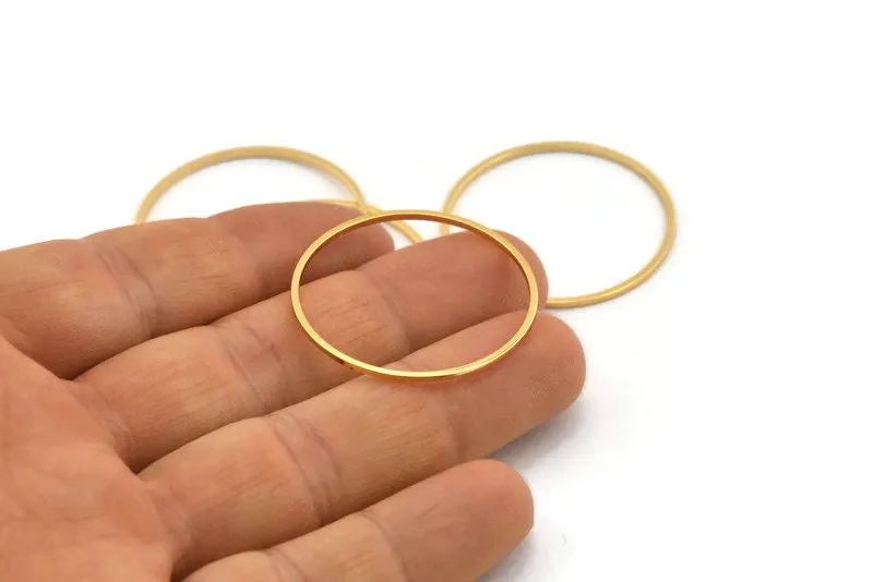 32mm Circle Connectors - 6 Gold Plated Brass Circle Connectors (32x1x1mm) Bs 1088