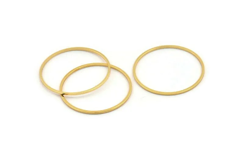 32mm Circle Connectors - 6 Gold Plated Brass Circle Connectors (32x1x1mm) Bs 1088