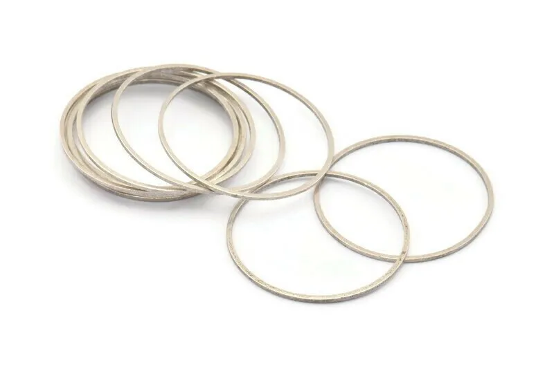 35mm Silver Rings - 12 Antique Silver Plated Brass Circle Connectors (35x1mm) Bs 1087 H0010