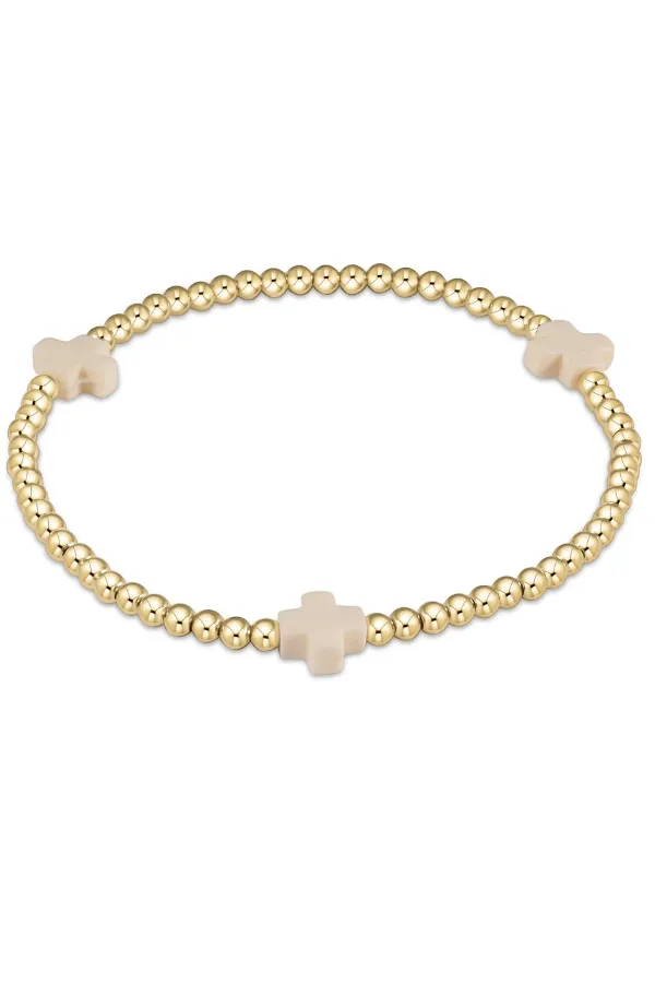 3mm Cross Bracelet - Off White | E Newton | RESTOCK