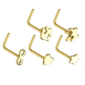 5 Pieces WildKlass L Bend Nose Ring Mix Value Pack