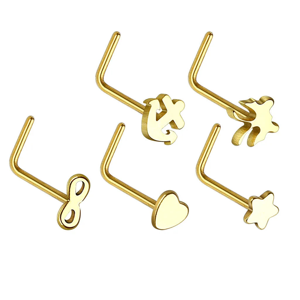 5 Pieces WildKlass L Bend Nose Ring Mix Value Pack