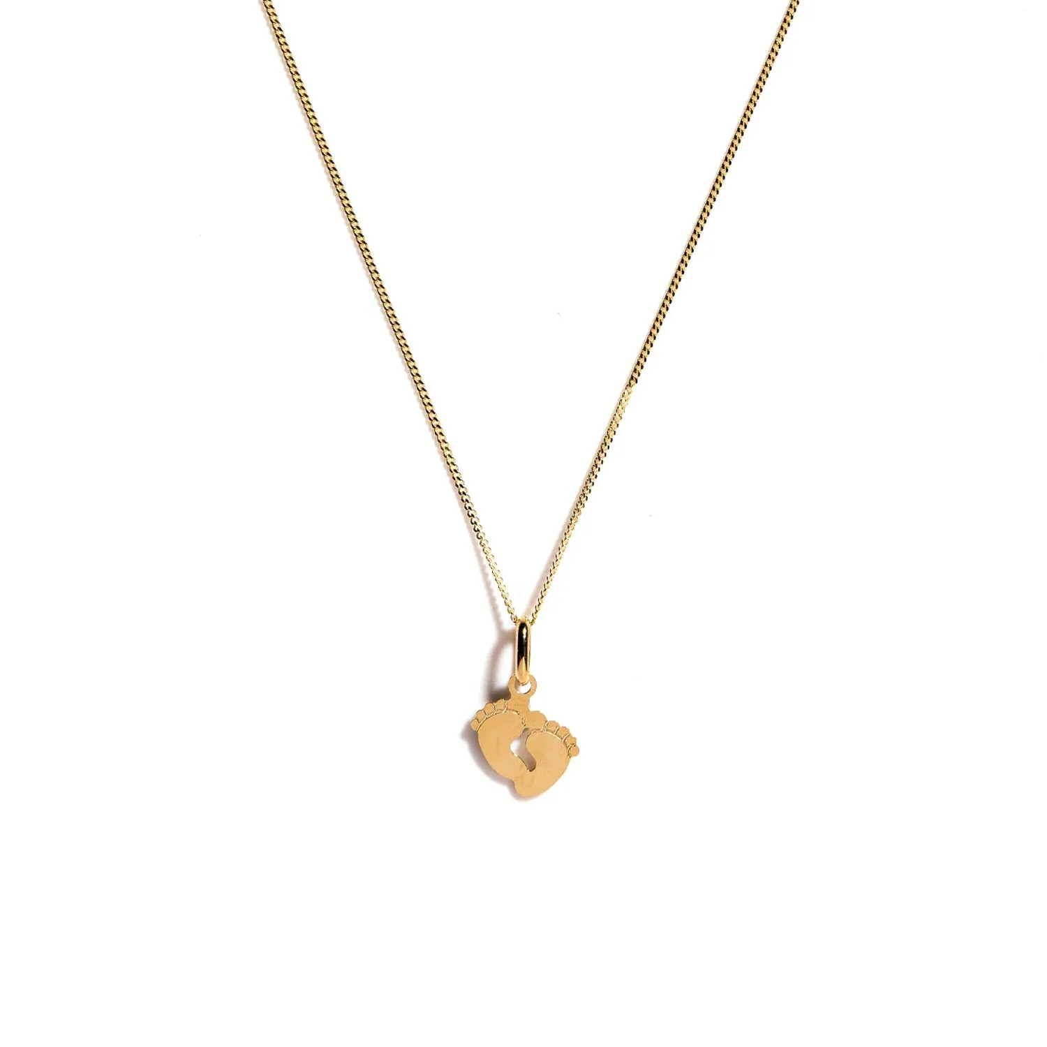 9 Carat Gold Newborn Feet Pendant Necklace, Gold