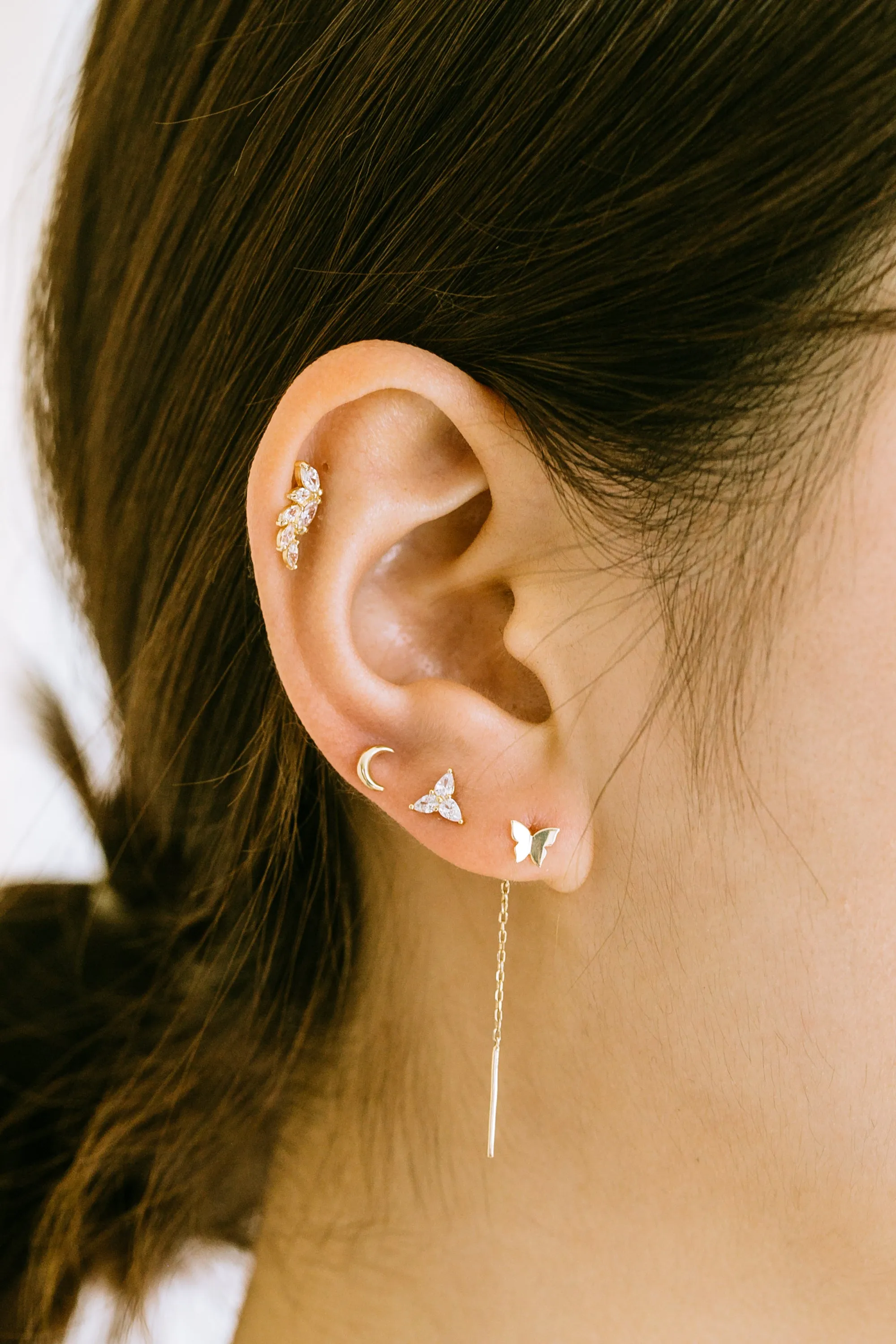 925 Cz Triangle Ear Barbell Piercing