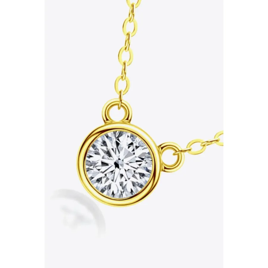 925 Sterling Silver 1 Carat Moissanite Round Pendant Necklace