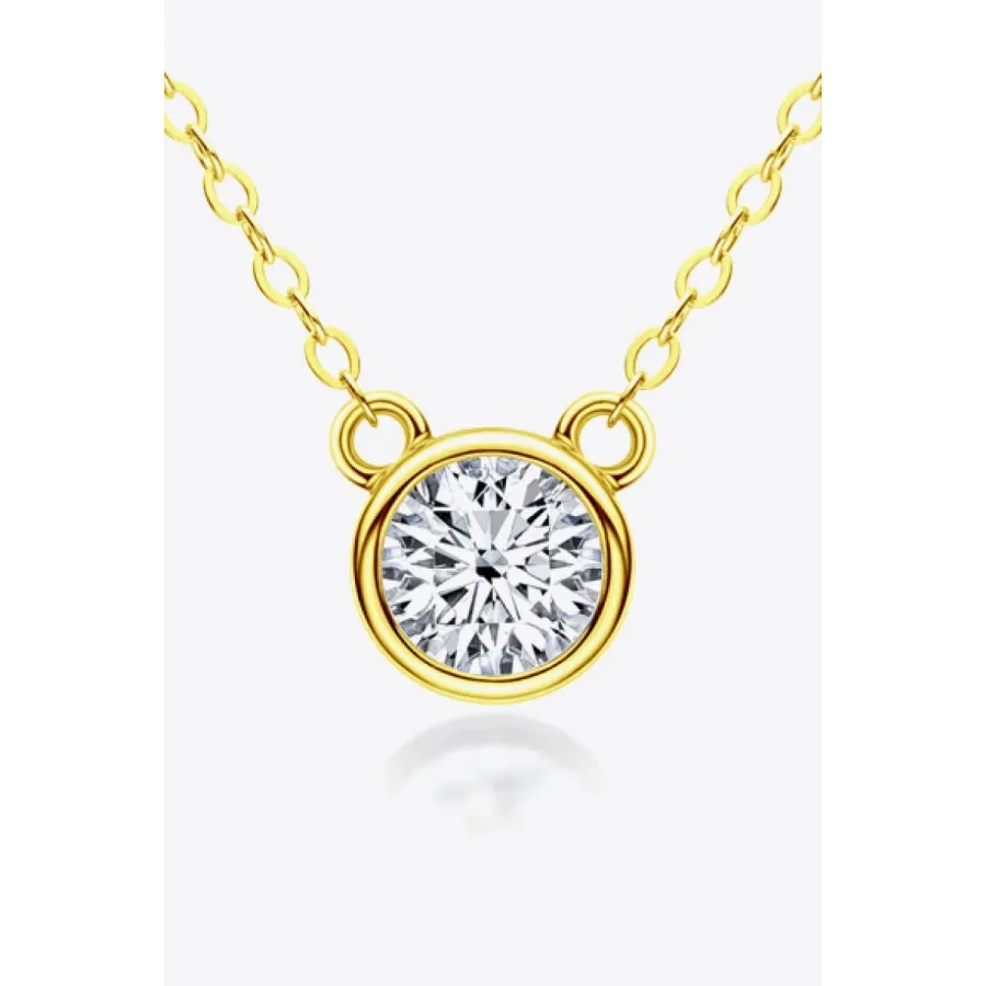 925 Sterling Silver 1 Carat Moissanite Round Pendant Necklace