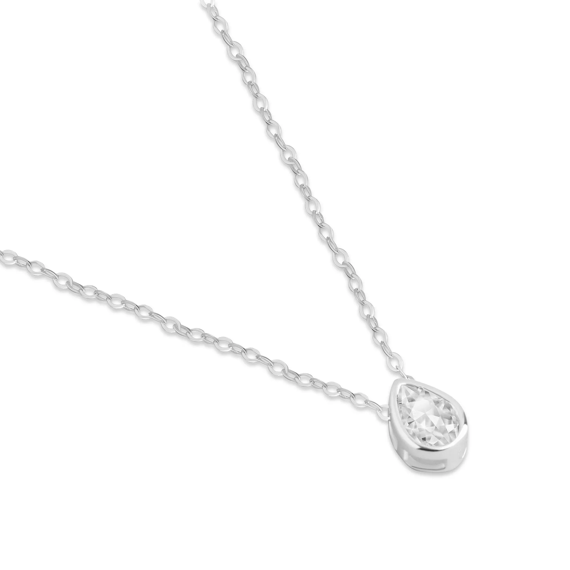 Accessorize London Women's 925 Sterling Silver Hallmark Cubic Zirconia Sparkle Small Tear Necklace