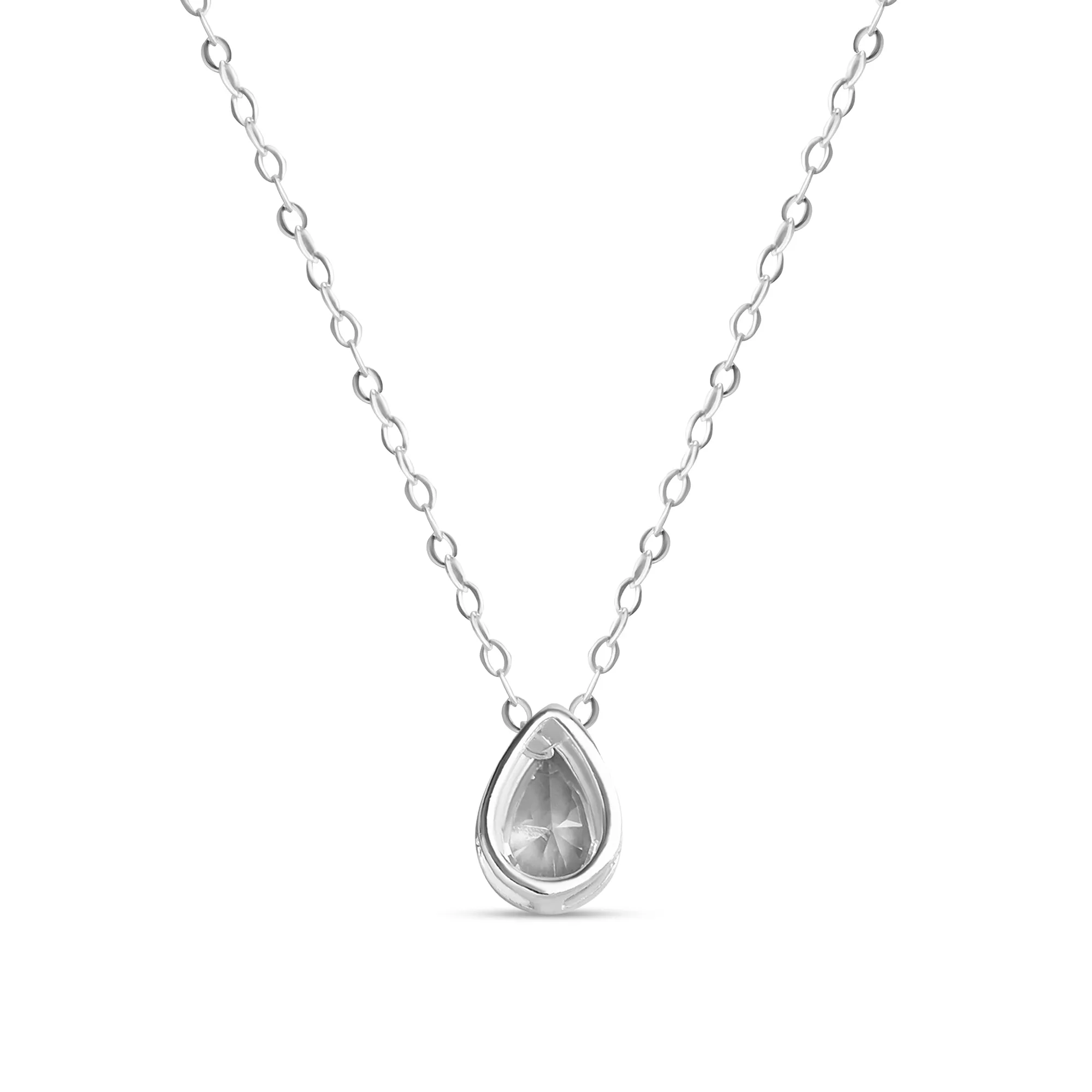 Accessorize London Women's 925 Sterling Silver Hallmark Cubic Zirconia Sparkle Small Tear Necklace