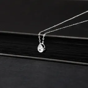 Accessorize London Women's 925 Sterling Silver Hallmark Cubic Zirconia Sparkle Small Tear Necklace