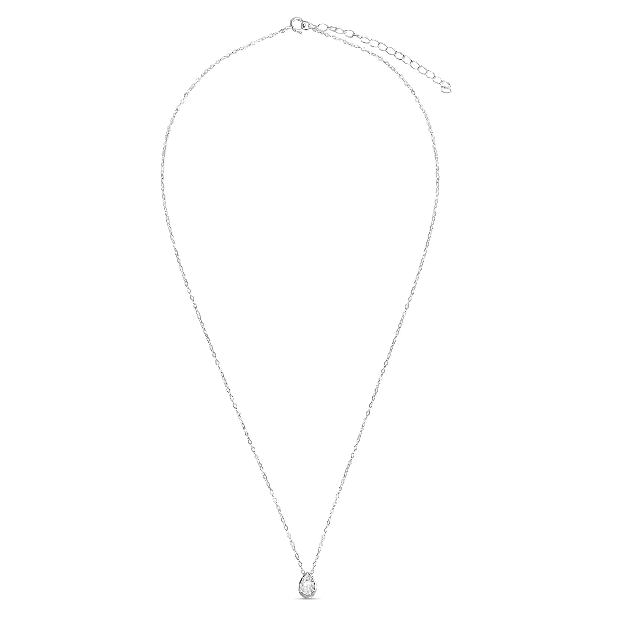 Accessorize London Women's 925 Sterling Silver Hallmark Cubic Zirconia Sparkle Small Tear Necklace