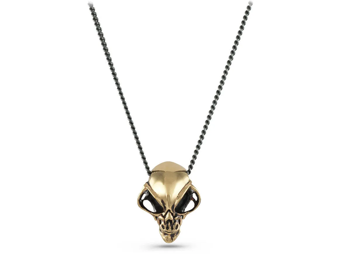 Alien Skull Necklace - Bronze