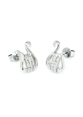 Alpha Chi Omega Sterling Silver Lyre Earrings with CZs