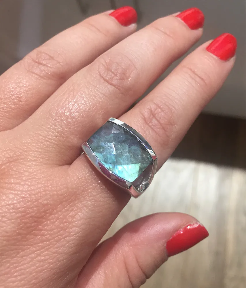 Amalfi Open Sided Cocktail Ring Labradorite