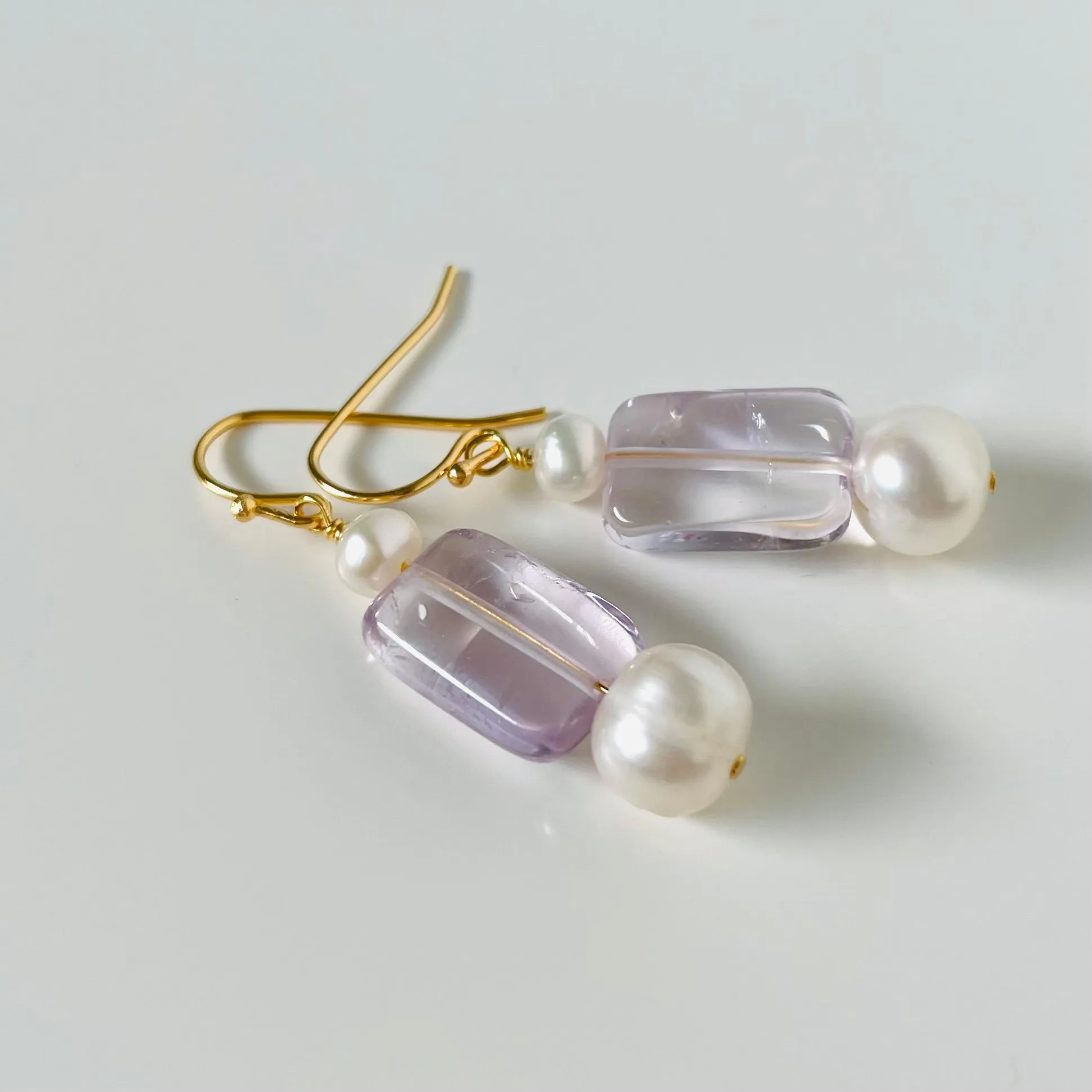 Amethyst & Pearl Ear Wires